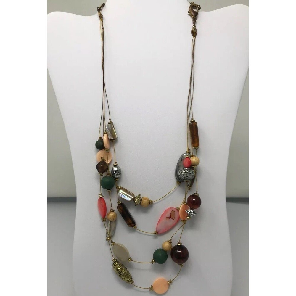 CHICO'S Multi Strand Floating Necklace Multi-color Beads